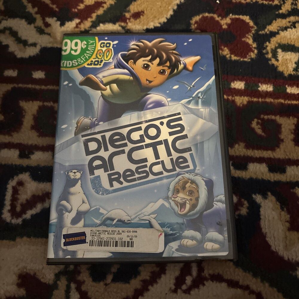 Go Diego Go Diego's Artic Rescue BLOCKBUSTER DVD BACKER CARD ONLY 5.5"X8"